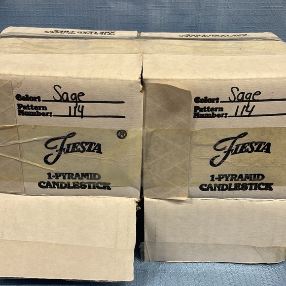 Fiesta Tripod Pyramid CANDLE HOLDERS sage numbered - Picture 5 of 5